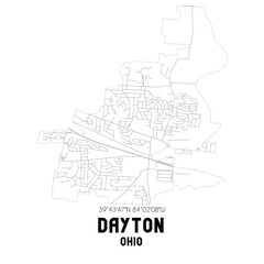 Dayton Ohio. US street map with black and white lines.