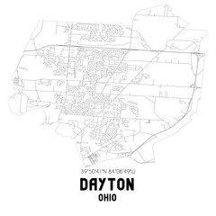 Fototapeta na wymiar Dayton Ohio. US street map with black and white lines.