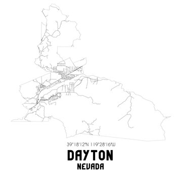 Dayton Nevada. US Street Map With Black And White Lines.