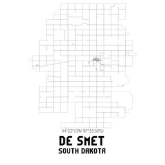 De Smet South Dakota. US street map with black and white lines.