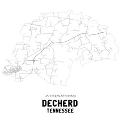 Decherd Tennessee. US street map with black and white lines.