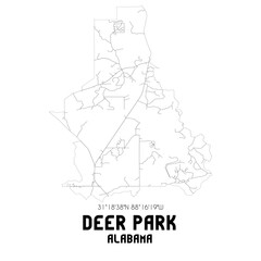 Deer Park Alabama. US street map with black and white lines.