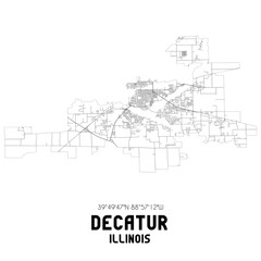 Decatur Illinois. US street map with black and white lines.