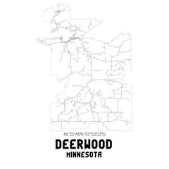 Deerwood Minnesota. US street map with black and white lines.
