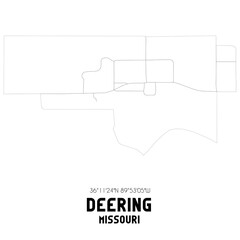 Deering Missouri. US street map with black and white lines.