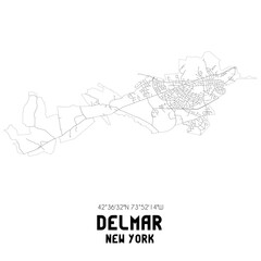 Delmar New York. US street map with black and white lines.