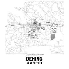 Deming New Mexico. US street map with black and white lines.