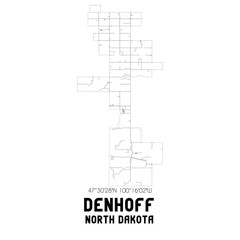 Denhoff North Dakota. US street map with black and white lines.