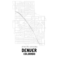 Denver Colorado. US street map with black and white lines.