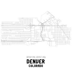 Denver Colorado. US street map with black and white lines.