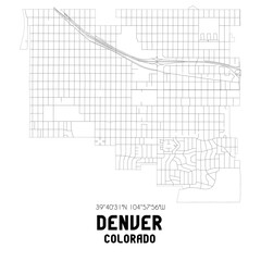 Denver Colorado. US street map with black and white lines.