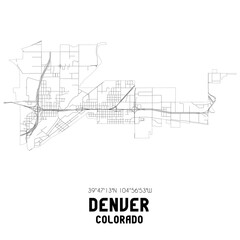 Denver Colorado. US street map with black and white lines.
