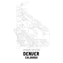 Fototapeta na wymiar Denver Colorado. US street map with black and white lines.