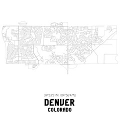 Denver Colorado. US street map with black and white lines.