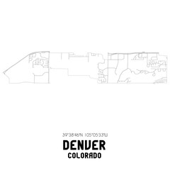 Denver Colorado. US street map with black and white lines.