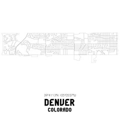 Denver Colorado. US street map with black and white lines.