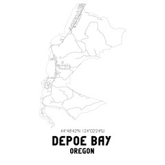 Depoe Bay Oregon. US street map with black and white lines.