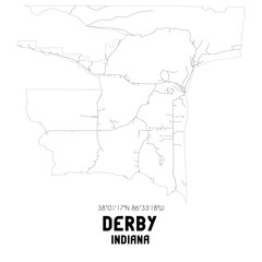 Derby Indiana. US street map with black and white lines.