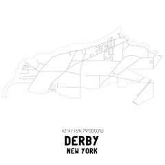 Derby New York. US street map with black and white lines.