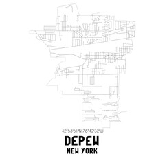 Depew New York. US street map with black and white lines.