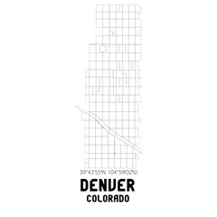 Denver Colorado. US street map with black and white lines.