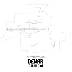 Dewar Oklahoma. US street map with black and white lines.