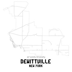 Dewittville New York. US street map with black and white lines.