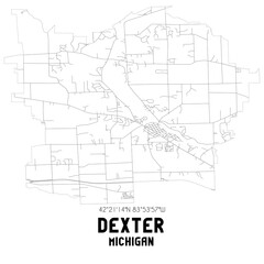Obraz premium Dexter Michigan. US street map with black and white lines.