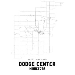 Dodge Center Minnesota. US street map with black and white lines.