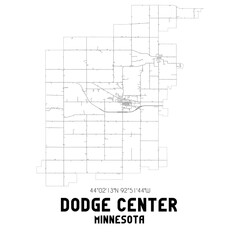 Obraz premium Dodge Center Minnesota. US street map with black and white lines.