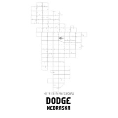 Dodge Nebraska. US street map with black and white lines.