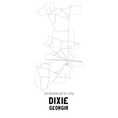 Dixie Georgia. US street map with black and white lines.