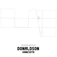 Donaldson Minnesota. US street map with black and white lines.
