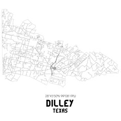 Dilley Texas. US street map with black and white lines.