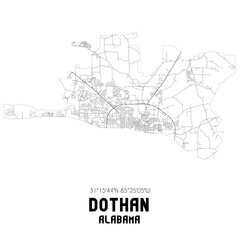 Dothan Alabama. US street map with black and white lines.