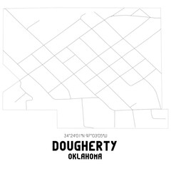 Dougherty Oklahoma. US street map with black and white lines.