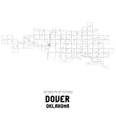 Dover Oklahoma. US street map with black and white lines.