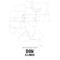 Dow Illinois. US street map with black and white lines.