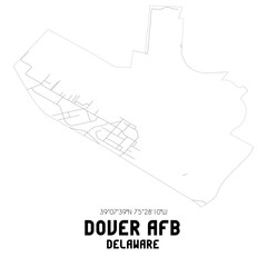 Dover Afb Delaware. US street map with black and white lines.