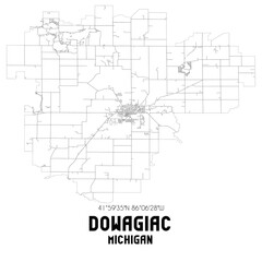 Obraz premium Dowagiac Michigan. US street map with black and white lines.