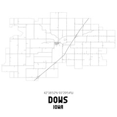 Dows Iowa. US street map with black and white lines.