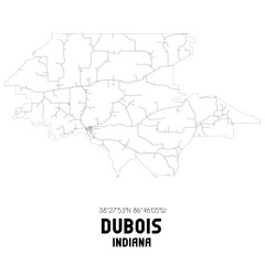 Dubois Indiana. US street map with black and white lines.