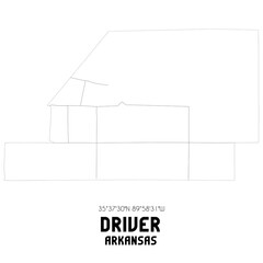Driver Arkansas. US street map with black and white lines.