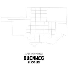 Duenweg Missouri. US street map with black and white lines.