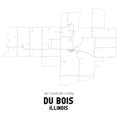 Du Bois Illinois. US street map with black and white lines.