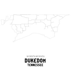 Obraz premium Dukedom Tennessee. US street map with black and white lines.