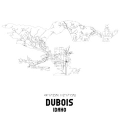 Dubois Idaho. US street map with black and white lines.