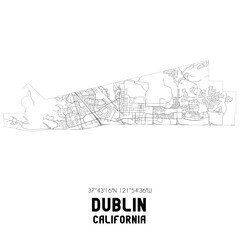 Dublin California. US street map with black and white lines. - obrazy, fototapety, plakaty