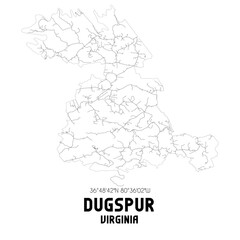 Dugspur Virginia. US street map with black and white lines.