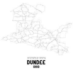 Dundee Ohio. US street map with black and white lines.